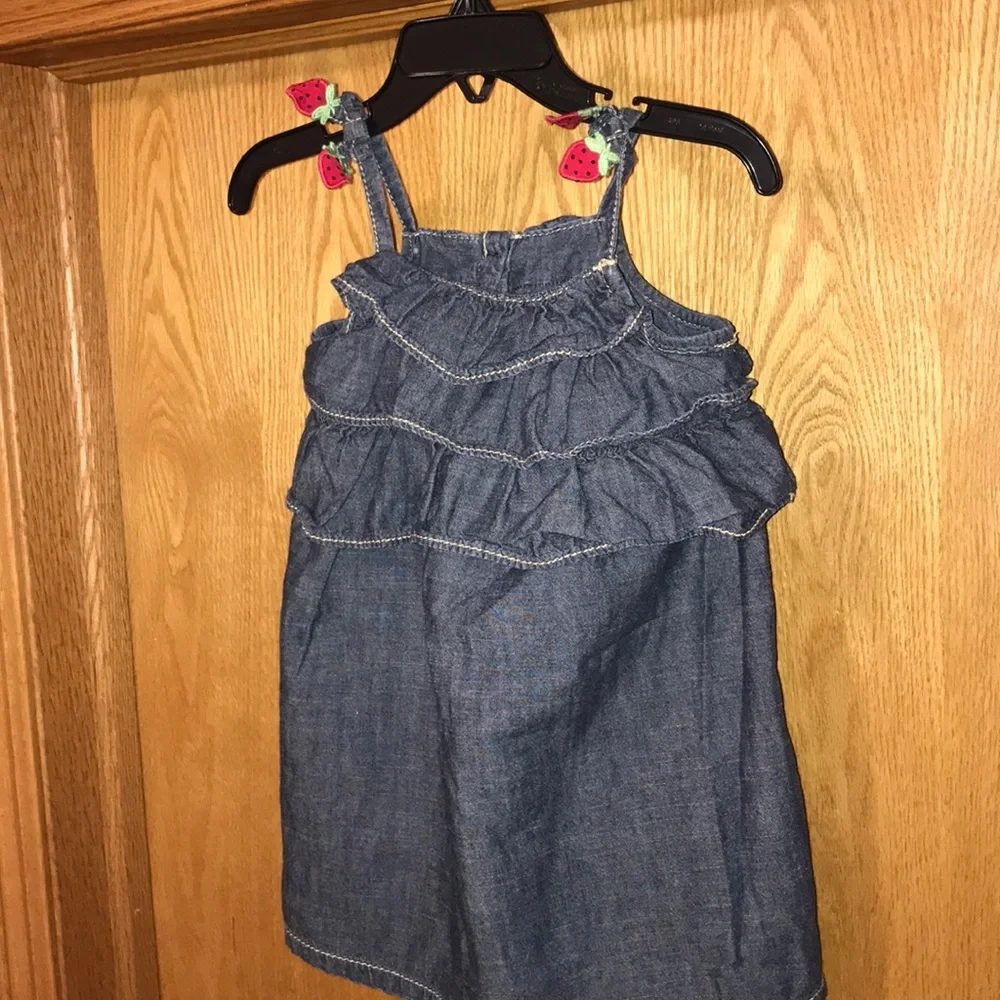RARE Gymboree 2T Strawberry strap chambray denim ruffle bodice sun dress EUC